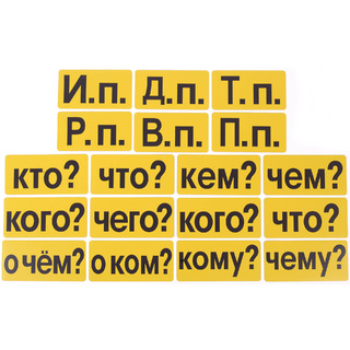 Набор магнитных карточек "Падежи" (фон жёлтый)