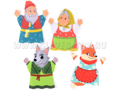 Театр на руку "Волк и лиса" фетр (4 детали)